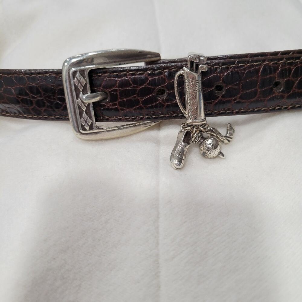 Brighton Golf Motif Leather Belt Size ML